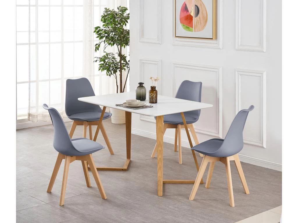 Ensemble De 6 Chaises De Salle à Manger Lorenzo Avec Siège En Similicuir élégant Et Pieds En Bois Massif - Parfait Pour La Salle à Manger, Le Salon - Gris 8 Ensemble De 6 Chaises De Salle à Manger Lorenzo Avec Siège En Similicuir élégant Et Pieds En Bois Massif - Parfait Pour La Salle à Manger, Le Salon - Gris – Image 6