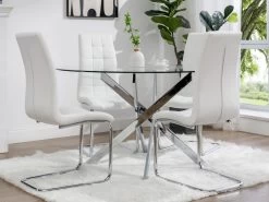 Lot De 6 Chaises NADYA - Simili - Blanc -Magasin de meubles de restaurant chaise 14273193