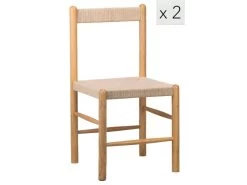 Lot De 2 Chaises En Bois Massif Et Corde Naturelle