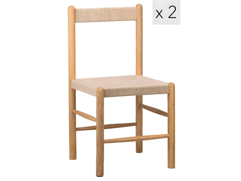 Lot De 2 Chaises En Bois Massif Et Corde Naturelle 3 Lot De 2 Chaises En Bois Massif Et Corde Naturelle