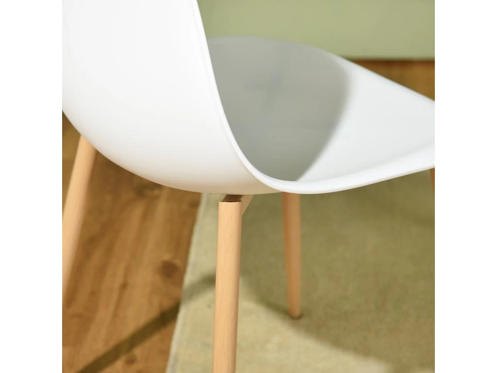 URBAN MEUBLE Lot De 4 Chaise Salle à Manger Scandinave Blanc Résine Pieds Couleur Bois 5 URBAN MEUBLE Lot De 4 Chaise Salle à Manger Scandinave Blanc Résine Pieds Couleur Bois – Image 3