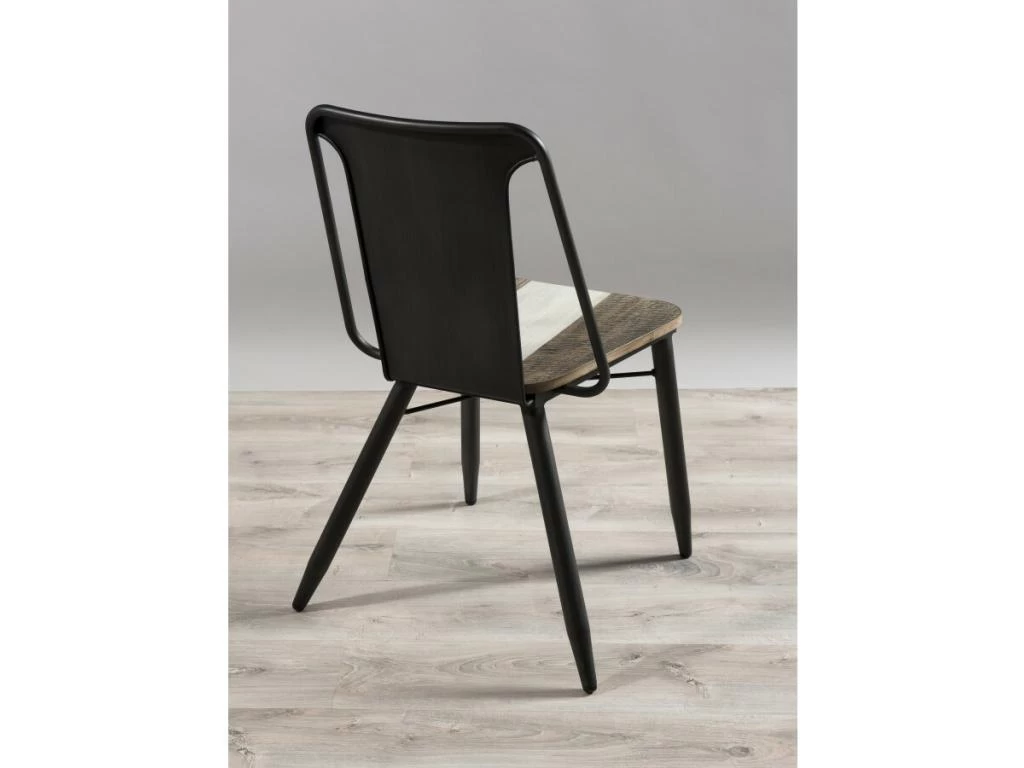 LEANDRE - Lot De 2 Chaises Noires Acacia Et Acier 7 LEANDRE - Lot De 2 Chaises Noires Acacia Et Acier – Image 5