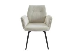 Lot De 2 Chaises Avec Accoudoirs En Velours Côtelé Et Métal - Crème - MILBIA 13 Lot De 2 Chaises Avec Accoudoirs En Velours Côtelé Et Métal - Crème - MILBIA -Magasin de meubles de restaurant chaise 15660243