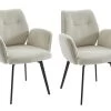 Lot De 2 Chaises Avec Accoudoirs En Velours Côtelé Et Métal - Crème - MILBIA 1 Lot De 2 Chaises Avec Accoudoirs En Velours Côtelé Et Métal - Crème - MILBIA -Magasin de meubles de restaurant chaise 15660269