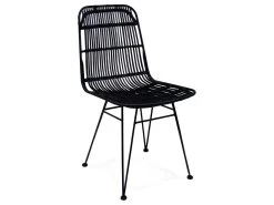 Chaise Design En Rotin "Caracas" 88cm Noir