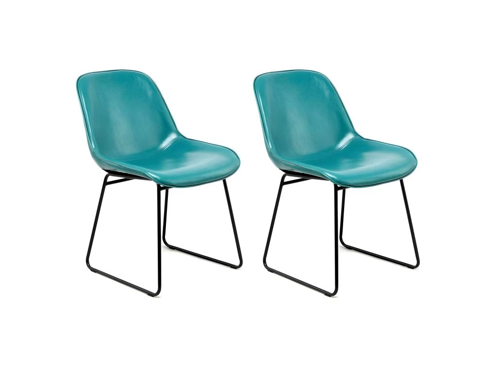 Lot De 2 Chaises Design "Cora" 81cm Bleu Pétrole 3 Lot De 2 Chaises Design "Cora" 81cm Bleu Pétrole