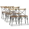 Lot De 6 Chaises De Salle à Manger Cuisine Design Industriel Bois De Manguier Massif Et Acier CDS022103 -Magasin de meubles de restaurant chaise 15778055
