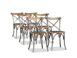 Lot De 6 Chaises De Salle à Manger Cuisine Design Industriel Bois De Manguier Massif Et Acier CDS022103