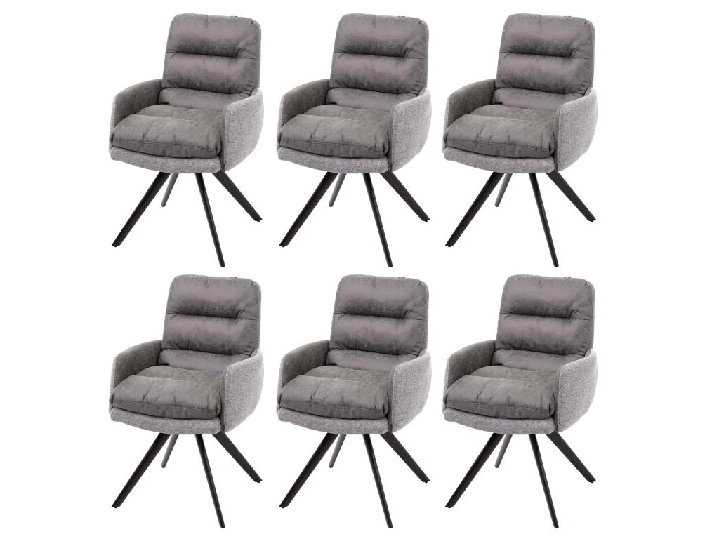 6x Chaises De Salle à Manger Fauteuil Lounge Avec Accoudoir Confortable Rotative En Tissu Gris Clair 04_0000860 3 6x Chaises De Salle à Manger Fauteuil Lounge Avec Accoudoir Confortable Rotative En Tissu Gris Clair 04_0000860