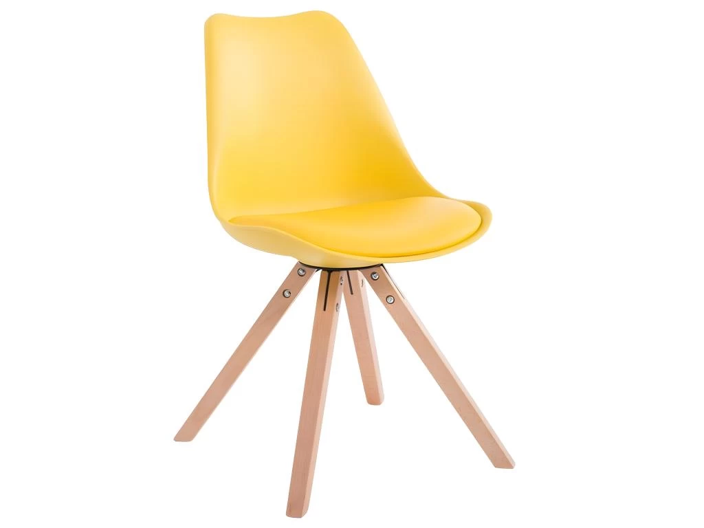 Lot De 4 Chaises De Salle à Manger Scandinave Synthétique Jaune Pieds Bois CDS10122 4 Lot De 4 Chaises De Salle à Manger Scandinave Synthétique Jaune Pieds Bois CDS10122 – Image 2