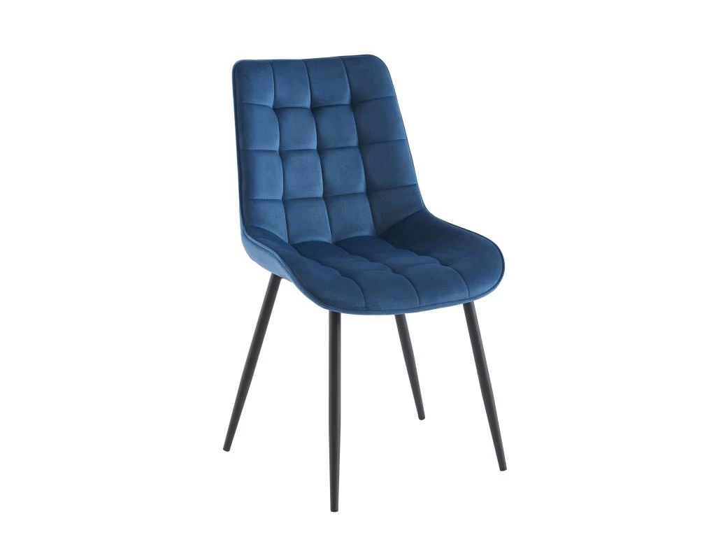 Lot De 6 Chaises Matelassées - Velours Et Métal Noir - Bleu Nuit - OLLUA 6 Lot De 6 Chaises Matelassées - Velours Et Métal Noir - Bleu Nuit - OLLUA – Image 4