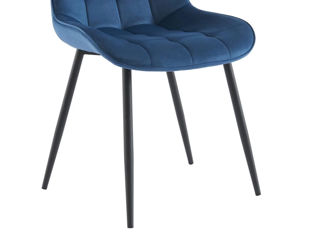 Lot De 6 Chaises Matelassées - Velours Et Métal Noir - Bleu Nuit - OLLUA 8 Lot De 6 Chaises Matelassées - Velours Et Métal Noir - Bleu Nuit - OLLUA – Image 6