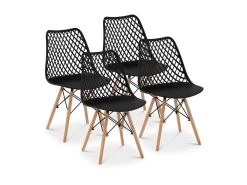 Lot De 4 Chaises Salon Salle à Manger Restaurants, Les Cafés, Les Bureaux Et Les Salles D'attente 150 Kg Max Noir 14_0006013