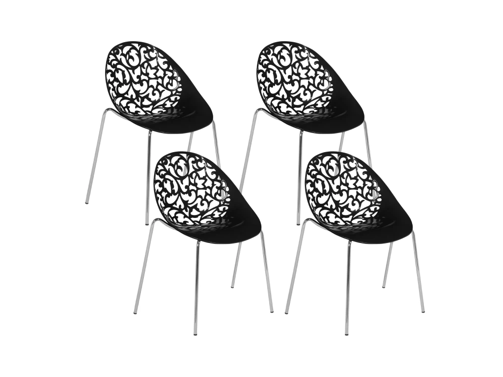 Ensemble De 4 Chaises Noires MUMFORD 3 Ensemble De 4 Chaises Noires MUMFORD