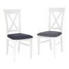 Lot De 2 Chaises En Tissu - Blanc/Bleu Navy