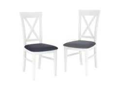 Lot De 2 Chaises En Tissu - Blanc/Bleu Navy