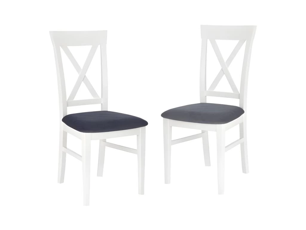 Lot De 2 Chaises En Tissu - Blanc/Bleu Navy 4 Lot De 2 Chaises En Tissu - Blanc/Bleu Navy – Image 2
