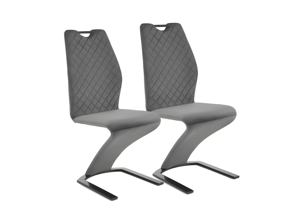 Lot De 2 Chaises Design En Velours - Gris 4 Lot De 2 Chaises Design En Velours - Gris – Image 2