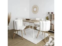 FJARD - Lot De 4 Fauteuils Blanc Tissu Bouclettes 7 FJARD - Lot De 4 Fauteuils Blanc Tissu Bouclettes -Magasin de meubles de restaurant chaise 17590877