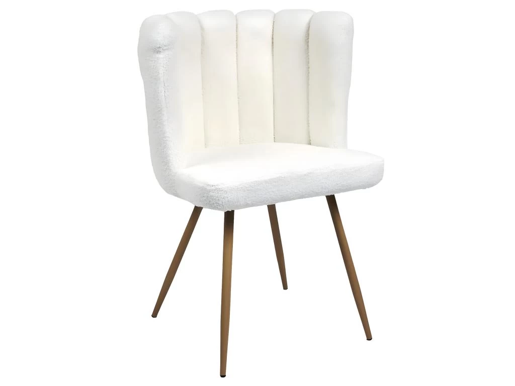 FJARD - Lot De 4 Fauteuils Blanc Tissu Bouclettes 5 FJARD - Lot De 4 Fauteuils Blanc Tissu Bouclettes – Image 3