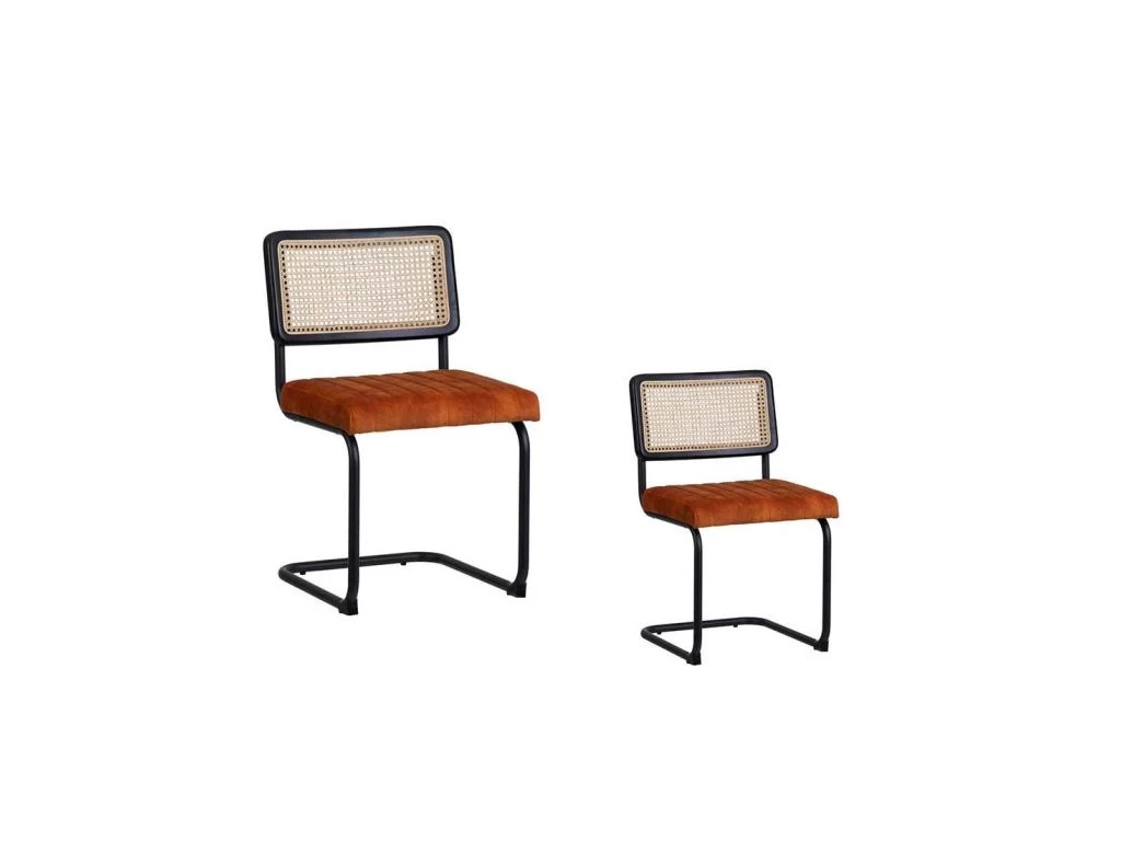 Duo De Chaises Métal/Rotin/Orange - MARIETTE 3 Duo De Chaises Métal/Rotin/Orange - MARIETTE