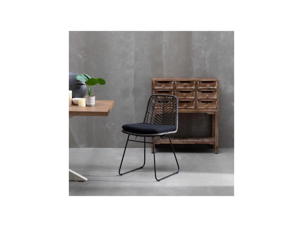 Chaise Rotin Gris/Métal - MARTINE 4 Chaise Rotin Gris/Métal - MARTINE – Image 2