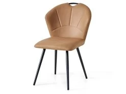 Chaise Simili Marron Avec Poignée SC2 Pieds Métal - Marron