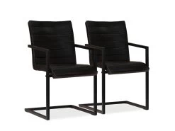 Lot De Deux Chaises De Salle à Manger Cuir Véritable Anthracite 1902161