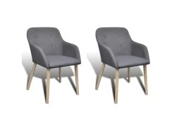 Lot De 2 Chaises De Salle à Manger Avec Accoudoir En Chêne En Tissu Gris Foncé 1902061