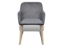 Lot De 2 Chaises De Salle à Manger Avec Accoudoir En Chêne En Tissu Gris Foncé 1902061 -Magasin de meubles de restaurant chaise 18267215