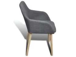 Lot De 2 Chaises De Salle à Manger Avec Accoudoir En Chêne En Tissu Gris Foncé 1902061 -Magasin de meubles de restaurant chaise 18267217