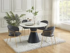 Lot De 6 Chaises En Velours Et Métal Doré - Gris - MADOLIA De Pascal MORABITO -Magasin de meubles de restaurant chaise 18320837