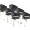Lot De 6 Chaises En Velours Et Métal Doré - Gris - MADOLIA De Pascal MORABITO -Magasin de meubles de restaurant chaise 18320859
