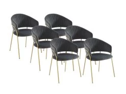Lot De 6 Chaises En Velours Et Métal Doré - Gris - MADOLIA De Pascal MORABITO