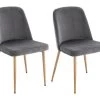 Lot De 2 Chaises En Velours Et Métal Effet Bois - Gris - MINAGRI