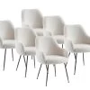 Lot De 6 Chaises Avec Accoudoirs En Tissu Bouclette Et Métal - Blanc - TOYBA -Magasin de meubles de restaurant chaise 18376621