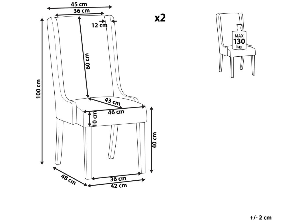 Lot De 2 Chaises De Salle à Manger Gris Clair CHAMBERS 6 Lot De 2 Chaises De Salle à Manger Gris Clair CHAMBERS – Image 5