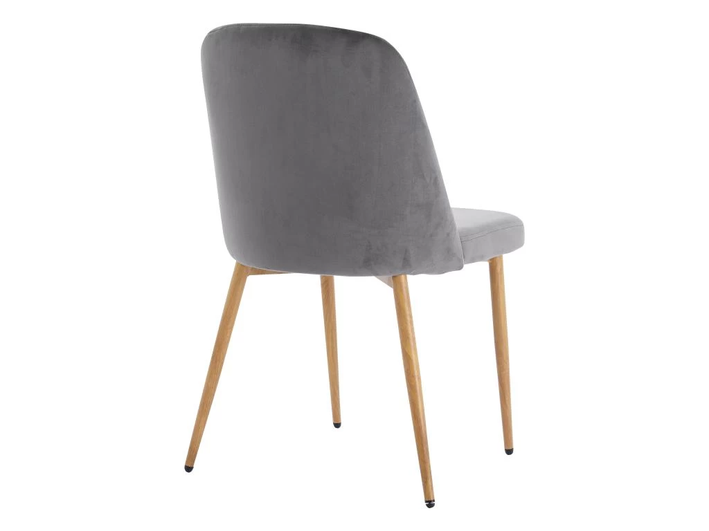 Lot De 6 Chaises En Velours Et Métal Effet Bois - Gris - MINAGRI 7 Lot De 6 Chaises En Velours Et Métal Effet Bois - Gris - MINAGRI – Image 5