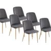 Lot De 6 Chaises En Velours Et Métal Effet Bois - Gris - MINAGRI 2 Lot De 6 Chaises En Velours Et Métal Effet Bois - Gris - MINAGRI -Magasin de meubles de restaurant chaise 18456159