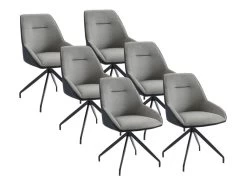 Lot De 6 Chaises En Tissu, Velours Côtelé Et Métal - Gris Et Anthracite - CHANILA
