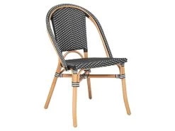 Chaise En Bois De Rotin Coloris Noir - Longueur 48 X Profondeur 56 X Hauteur 84 Cm