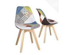 KAYELLES Lot De 2 Chaises Patchwork Scandinaves LAO
