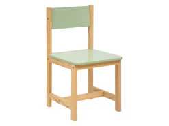 Chaise Pour Chambre D'enfant En MDF/pin Coloris Vert/naturel - L. 29 X P. 29 X H. 54.5 Cm