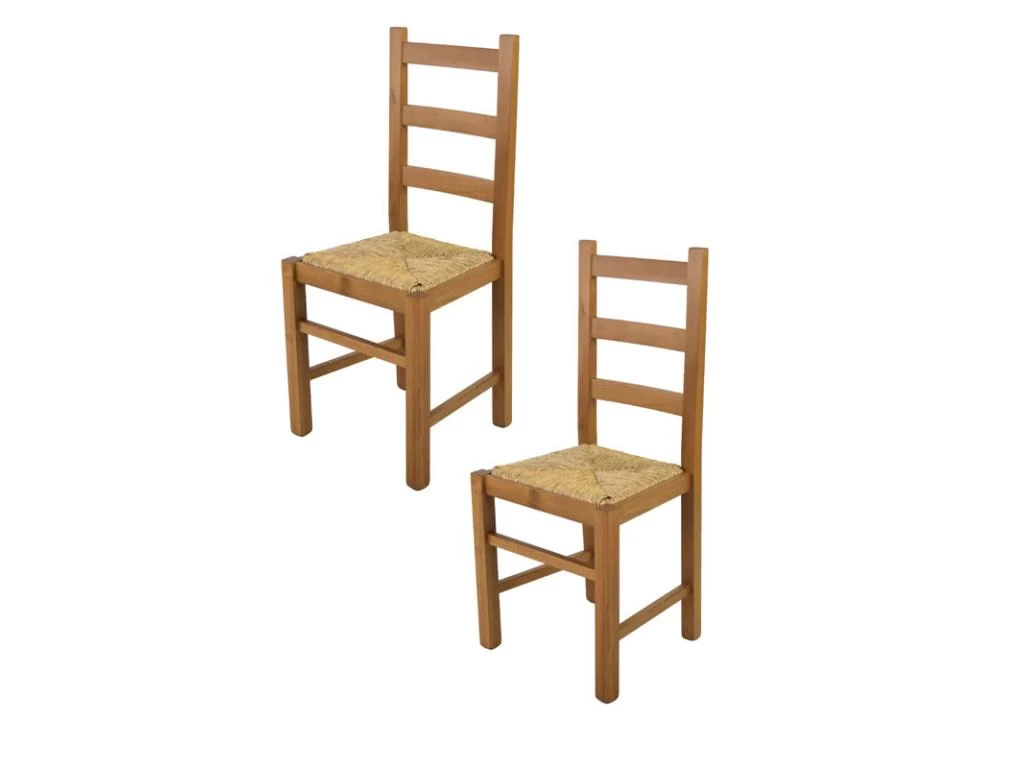 Lot De 2 Chaises Rustiques Chêne Clair/Paille N°3 - PISA - L 43 X L 40 X H 97 Cm 3 Lot De 2 Chaises Rustiques Chêne Clair/Paille N°3 - PISA - L 43 X L 40 X H 97 Cm