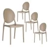 GLOW - Lot De 4 Chaises Médaillon Empilables PP Taupe