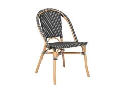 Chaise En Rotin Et Assise Bicolore Noir & Blanc H 84 Cm