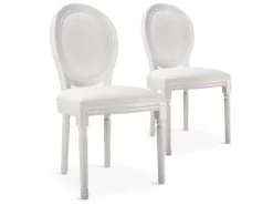 Lot De 2 Chaises Médaillon Louis XVI Simili (P.U) Blanc