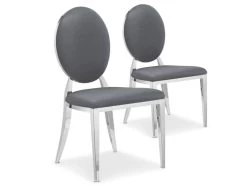 Lot De 2 Chaises Médaillon Sofia Simili Gris