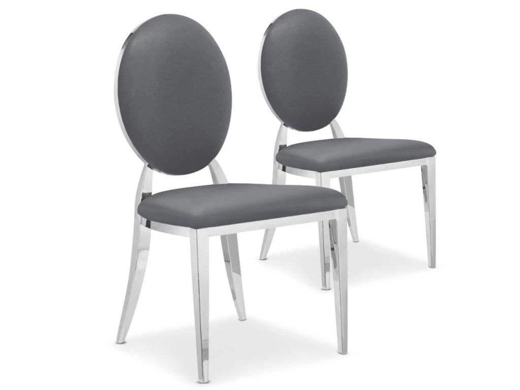 Lot De 2 Chaises Médaillon Sofia Simili Gris 3 Lot De 2 Chaises Médaillon Sofia Simili Gris
