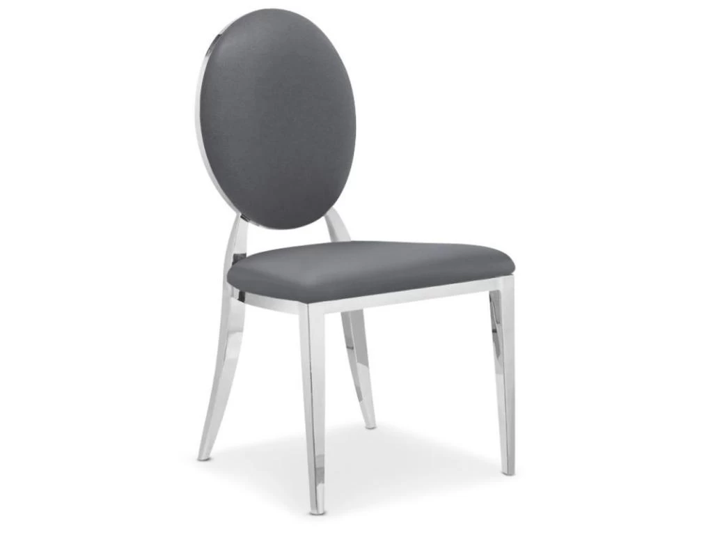 Lot De 2 Chaises Médaillon Sofia Simili Gris 4 Lot De 2 Chaises Médaillon Sofia Simili Gris – Image 2